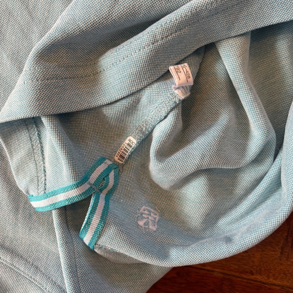 Tori Richard Honolulu M Blue Marl Zip Polo Shirt Golf Athletic Casual 3/4 zip - Picture 3 of 5